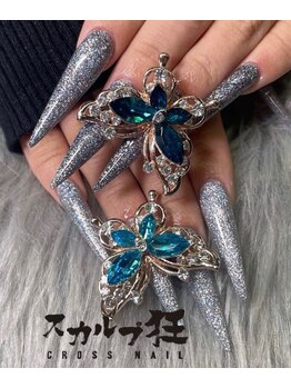 クロスネイル(CROSS nail)/きらきら蝶々ネイル