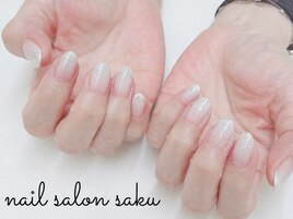 白グラデーション/ラメがけ