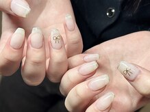 ヌル ネイル 堀江(NURU NAIL HORIE)/シンプルオフィスリボンネイル☆