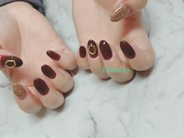 ボルドー×ブラウンラメ