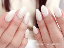 ミケ/ホワイトミラーネイル