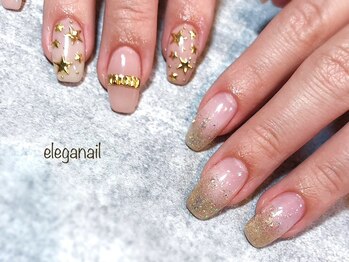 エレガネイル(elega nail)/アート×グラデーションネイル