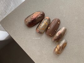 ブラウンマグネットネイル