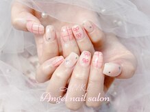 エンジェルネイルサロン(Angel nail salon)/ピンクホワイトXリボンXチェック