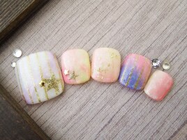 ふんわりストライプネイル￥8000