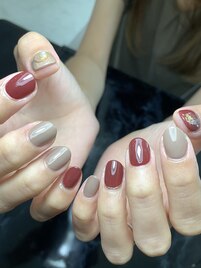 ボルドー×ベージュ