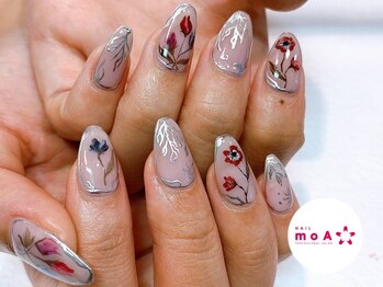 ネイルモア バイ アフロディーテ(NAIL moA)/水彩画風フラワーネイル