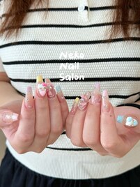 フレンチ　韓国ネイル　kitty