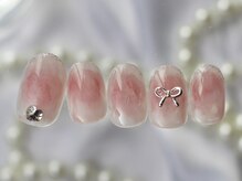 ネイルマムジジ(nailmum jiji)/ニュアンス リボン ジェルネイル