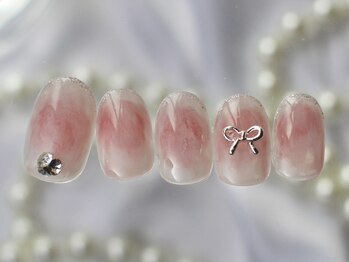 ネイルマムジジ(nailmum jiji)/ニュアンス リボン ジェルネイル