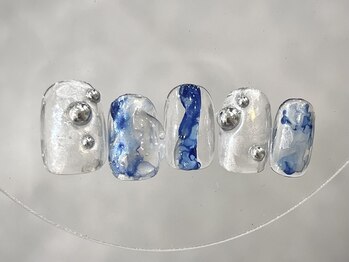 クレモアネイル 浦和店(CLEMORE NAIL)/ブルー×シルバーニュアンス