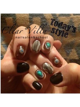 ネイルサロンクリアヴィラ(nail salon clear villa)/ブラウン×コンチョ