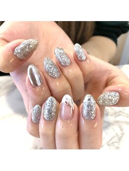 ネイルサロン マリブ(Maribu)/キラキラネイル　ミラーネイル