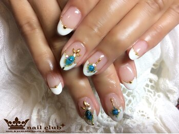 ネイルクラブ(nail club)/爽やかフレンチ×ターコイズ