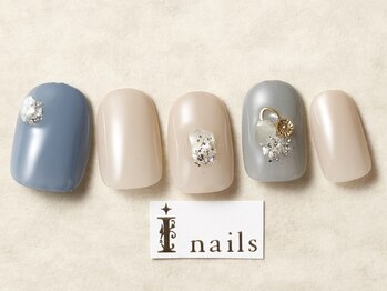 アイ ネイルズ 天神店(I nails)/シンプル×金箔×シェル¥5900
