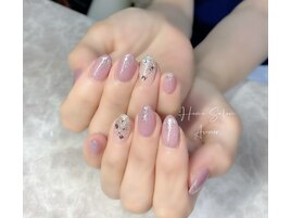 ピンクカラー×ラメがけ