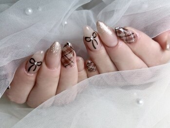 モナート(Monart)/チェック×リボンネイル