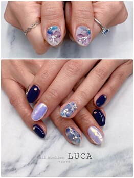 ネイルアトリエルカ(nail atelier LUCA)/W-717　大人可愛い紫陽花ネイル