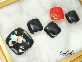 (628)シェル金箔Footネイル