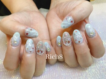 ネイルアンドまつげエクステ リッチエイト 原宿店(Rich8)/オーロラ大理石のラブリーネイル