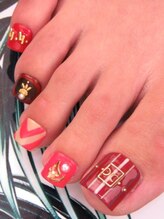 カラーズ 浜松店(colors)/ボルドー幾何学模様ネイル(^^)♪