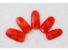 ネイルルージュ(Nail Rouge)/マーブルネイル★オレンジネイル