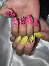 フラワーズネイル(flowers nail)/ネオン/レオパード