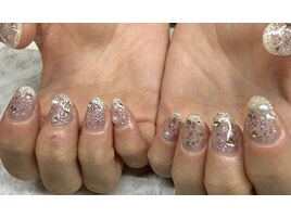 カジュアル銀箔ネイル