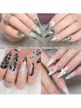 ネイルズバー 渋谷(Nails Bar)の写真/【長さだし得意★】スラっと美しい指先に!スーパーロング長さだし3cm以上のチップもご用意しています◎