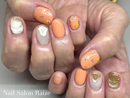 押し花ネイル/オレンジネイル