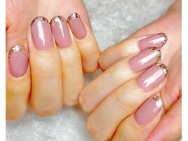 ラメフレンチ　ピンクゴールド