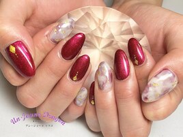 【自爪ネイル】ボルドーネイル