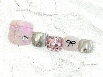 ネイルメゾン 池袋店(NAIL MAISON)/チェックリボン¥9000