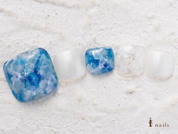 アイネイルズ 横浜WEST店(I-nails)/フットブルーホワイト9480円
