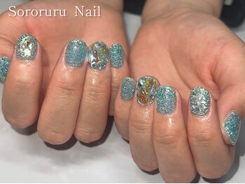 ソロルル ネイル(Sororuru Nail)/SkyBlue×キラキラパーツ
