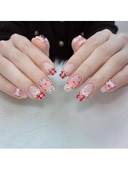 ハラ(Hara)/チェック　ドット　ピンク