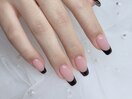 シンプル黒フレンチネイル♪