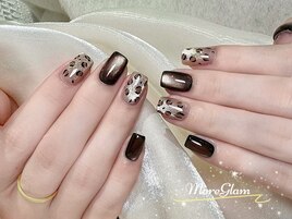 ヒョウ柄　マグネット　冬ネイル