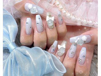 ネイル アリーズ セカンド(nail Allies 2nd)/水色ネイル ガーリー 埋めつくし
