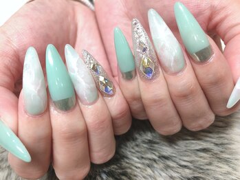 リッチネイル(Rich Nail)/ロングスカルプ 大理石デザイン