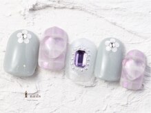 ジェミーネイル エビス(Jemiy nail ebisu)/ぷっくりチェックお花10505yen