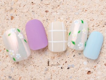 アイネイルズ 町田店(I nails)/小花チェック柄ネイル8980円