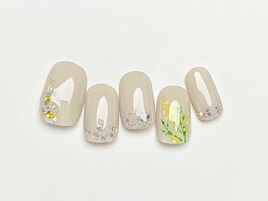 シンプルフラワーネイル