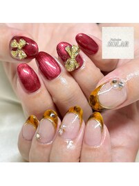 べっこう&ボルドーネイル