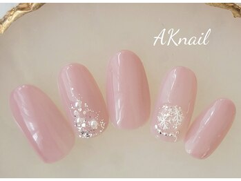 エーケーネイル(AKnail)/クリスマスネイル／雪の結晶