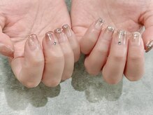 ヒールネイル(heal nail)/magグラデ×ミラーfrench×stone