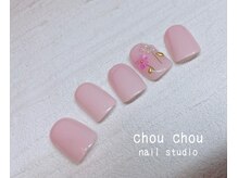 ネイルアンドアイラッシュスタジオ シュシュ(chouchou)/お花柄art・ピンクネイル