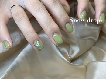 スノー ドロップ(Snow drop)/水彩、ライム色