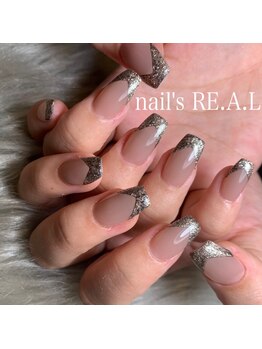 ネイルズリアル 倉敷(nail's RE.A.L)/ラメフレンチ