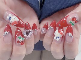 赤フレンチネイル